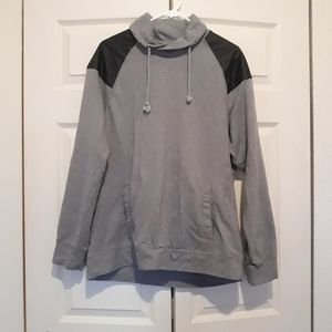 Cute grey sweatshirt with faux leather details